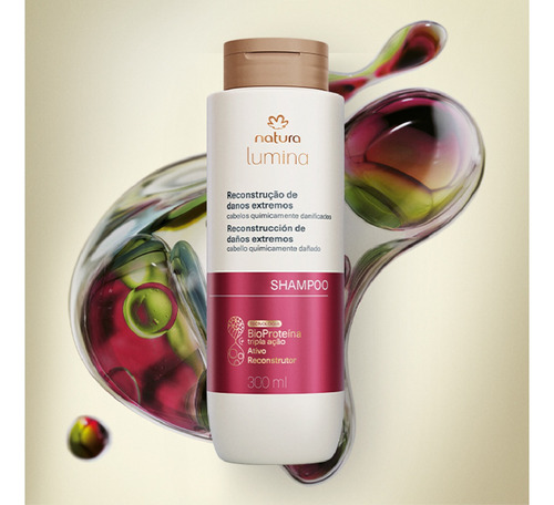 Shampoo Reconstrutor Danos Extremos Lumina Natura Kit 2 Unid