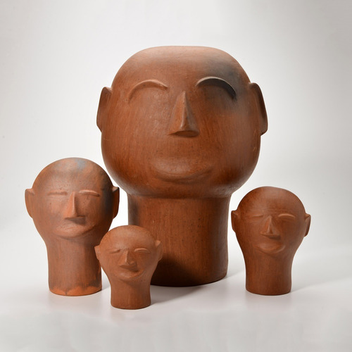 Kit 3 Escultura Cerâmica Cabeça De Cida Lima Artesanato