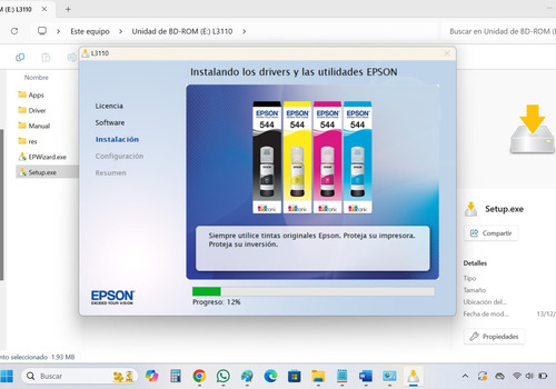Disco De Instalación Compatible Drivers Epson L3110 Verbatim (Usado)