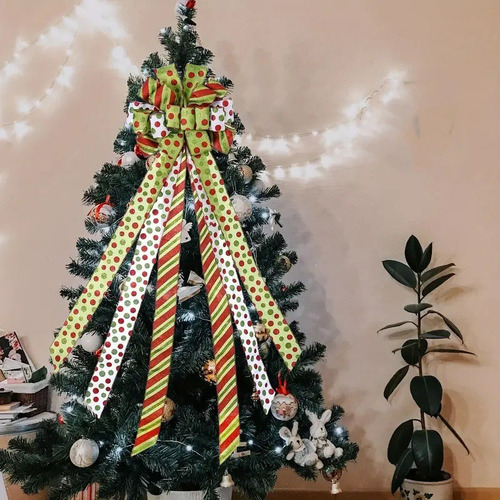 Lazos Navideños Rojos Y Verdes Para Tela De Terciopelo