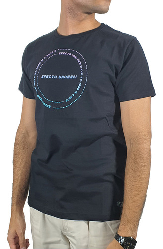 Remera Efecto Uno Lifestyle Hombre Contact Negro Cli