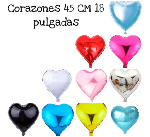 Pack 50 Globos Corazón 45 Cm Con Varillas  Colores Surtidos