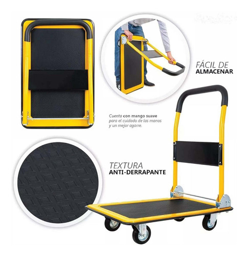Carrito Plegable De Carga Plataforma Diablito Patin De Acero