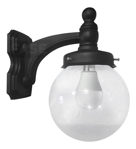 Farola Aplique Plástico Exterior Polipropileno Globo Burbuja Apto Lámpara Foco Led Luz Día Fría Rosca Edison E27 Color Negro