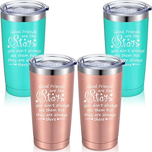 4 Piezas Buenos Amigos Tumbler De Vino Para Mujeres, Y8fky