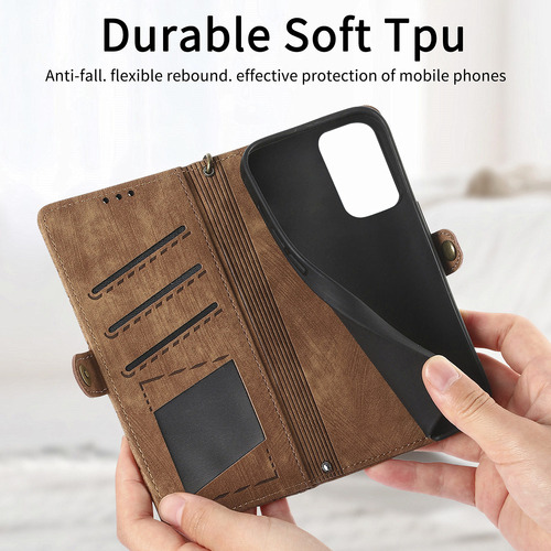 Funda Tipo Cartera De Piel Con Cremallera Para Samsung Solt