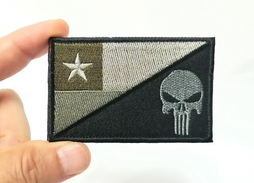 Parche Militar, Bandera Chile / Punisher, Tono Verde