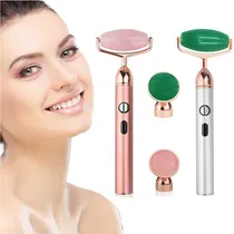 Comprar Pack Rodillo Facial Eléctrico Piedra Jade + Cuarzo Rosa Usb