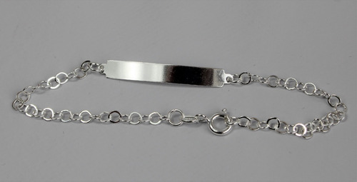 Pulseira Chapa Adulto Prata 925 + Gravação Nome