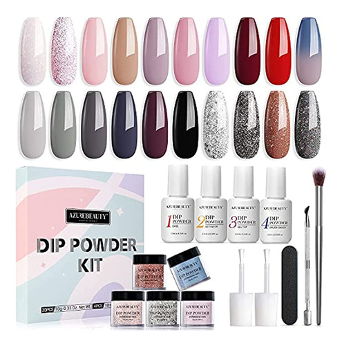 Kit De Inicio De Uñas En Polvo De Inmersión De 20 Colores, A