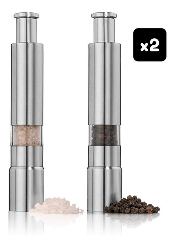 Imagen 1 de 6 de Set 2 Molinillos Salero Pimentero Acero Inox. D+m Bazar