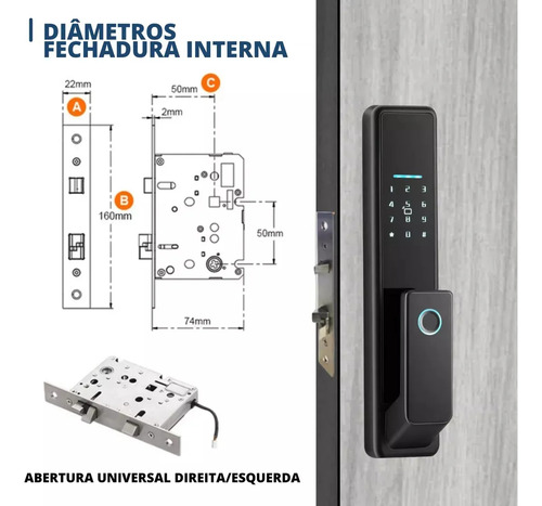 Fechadura Touch Smart Wifi Biométrica App Tuya Português Voz