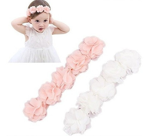 Xife Baby Elastic Chiffon Flower Headbands Princess Girls Cu