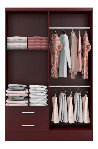 Imagen 3 de 5 de Ropero Closet Bertolini 584 4 Puertas 2 Cajones Caoba