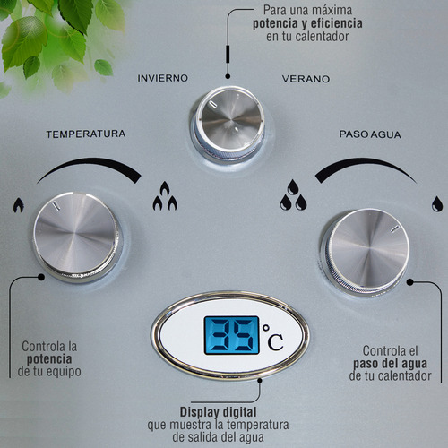 Calentador Instantaneo Gas Natural 7 Lts 1.5 Servicios Kalot Gris Oscuro Gn