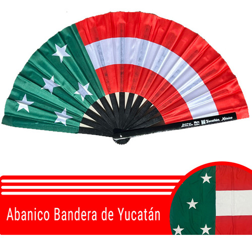 Abanico De Mano Bandera Yucatán 34cm Poliéster