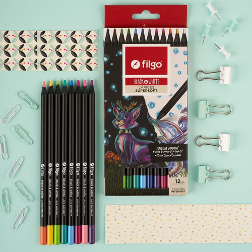 Lapiz Color Filgo Supersoft Black / White X12 Filgo