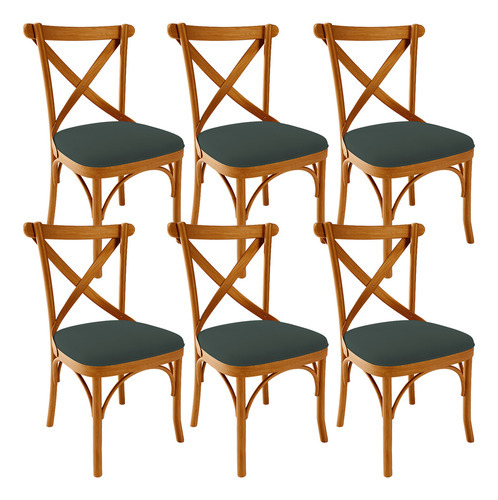 Kit 06 Cadeiras Para Sala de Jantar e Estar Living Estofada Ávila L02 Suede Verde Musgo