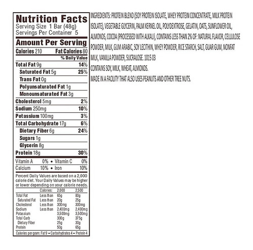 Atkins Barras De Comida, Trozos De Chocolate, Granola 18 G D