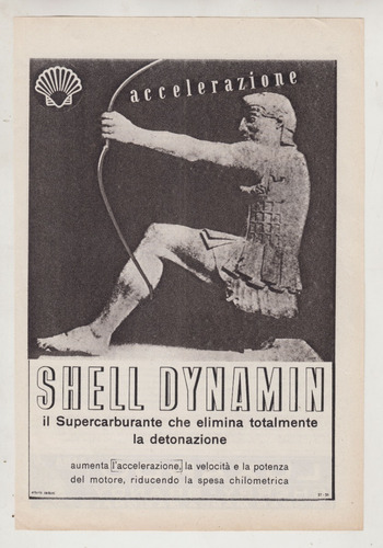 1938 Shell Publicidad Italia Combustibles Dynamin Carburante