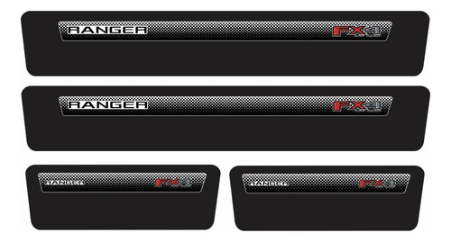Kit Soleira Premium Para Ford Ranger Fx4 17236 Cor Preto