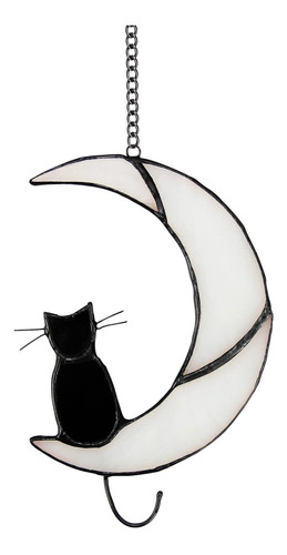 Colgante Para Ventana Diseño Gato Negro Luna