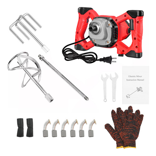 Nasterjis Mezclador De Cemento/pintura Eléctrico Máximo 3100w Eléctrico De Mano De Hormigonera,portátil Taladro Agitador Con Varilla Para Mezclar Lechada Pintura Mortero Yeso,ajuste De 6 Velocida