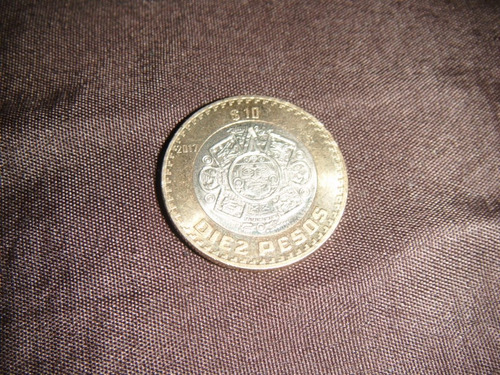Moneda Dorada 10 Pesos 2017 México Bimetálica Sin Circular