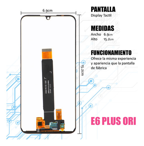 Pantalla Display Touch Para Motorola Moto E6 Plus Xt2025 Ori Negro