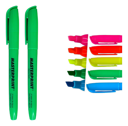 Caneta Marca Texto Masterprint Cor Verde 2 Unidades