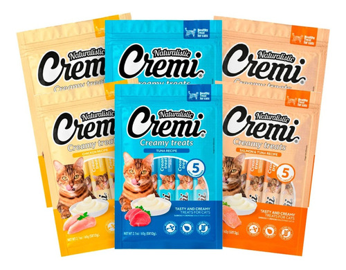 Snack Para Gatos Naturalistic Cremi Surtido 60gr Pack X6 Und