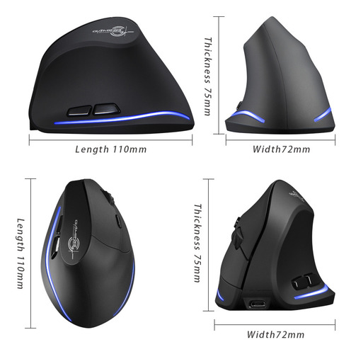 Mouse Vertical Inalámbrico F-35, Ergonómico, Recargable