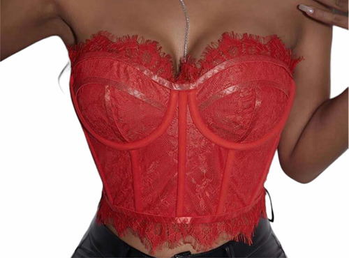 Corset De Mujer Importado De Encaje Sin Mangas De Moda