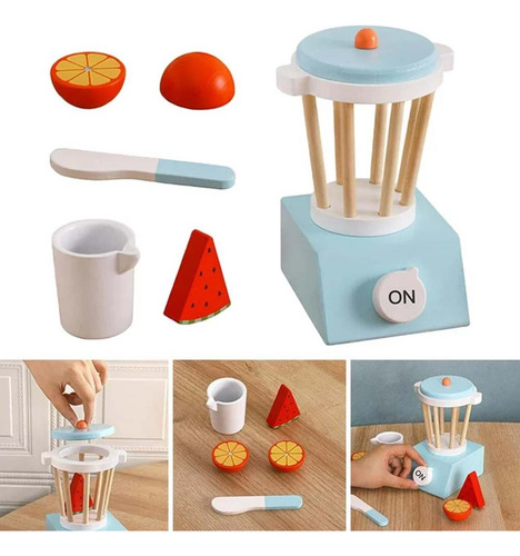 Licuadora Juguete Infantil De Cocina En Madera C/ Accesorios