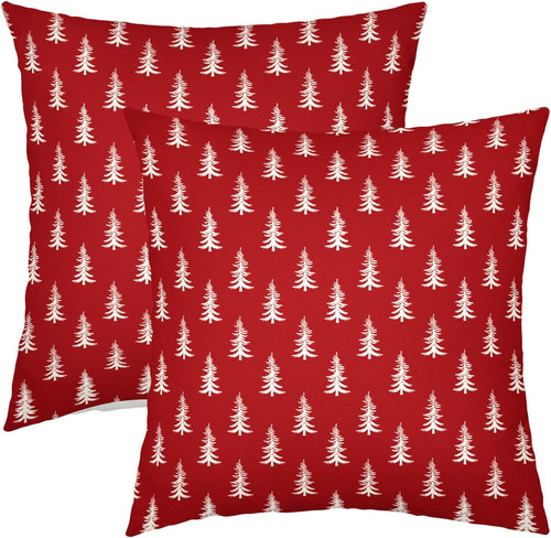 Fundas De Almohada Rojas Árbol De Navidad De 16x16 Pul...