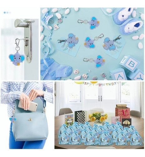 Llavero Elefante Niño Baby Shower Recuerdo Fiesta 60 Piezas