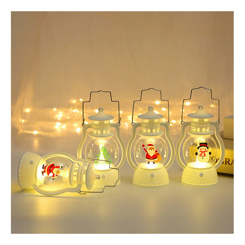 Adornos Decorativos De Luz Nocturna Portátil Navideña 4 Piez