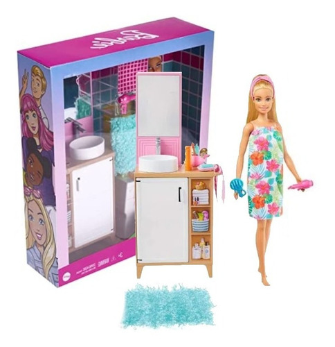 Imagen 5 de 5 de Muñeca Barbie Cuarto De Baño Mattel