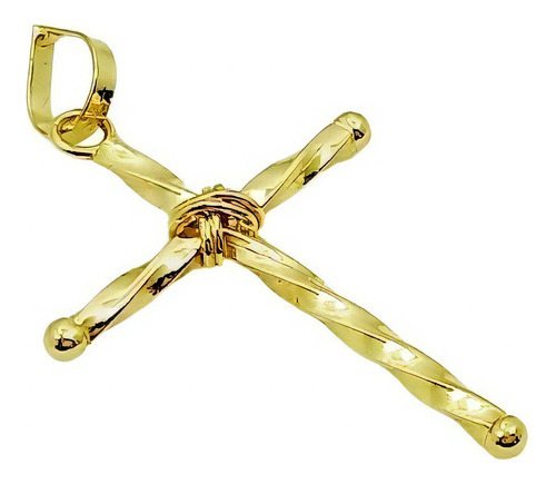 Pingente Cruz Para Corrente Fio Torcido Ouro 18k-750 Cor Dourado