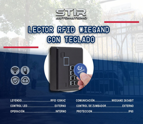 Control De Acceso, Lector Rfid 125khz, Teclado Esclavo-stir-