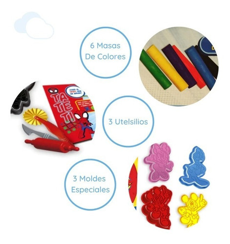 Imagen 5 de 5 de Set De Arte C/masas Accesorios Spiderman Hombre Araña Spidey Color Multicolor