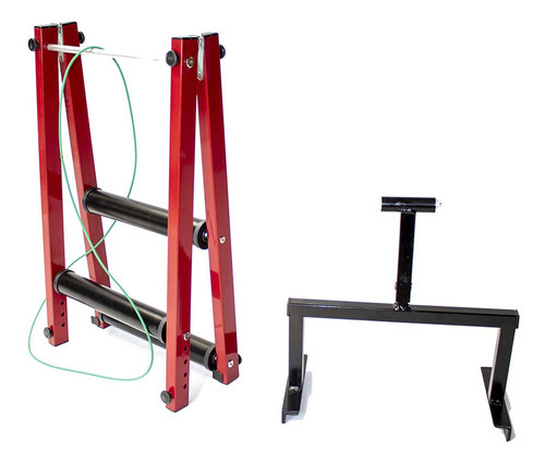 Rodillo Entrenador Bicicleta Triple Rodillos Pegable Rojo