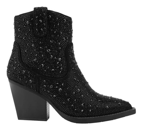 Botin Dama Tacon Ancho Cuadrado Moda Mujer Comodo Vaquero