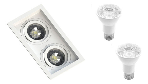 Kit 44 Spot Duplo Embutir Quadrado Recuado Par20 Save + Led Cor Branco 110v/220v