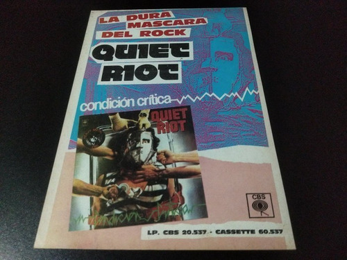 (pd201) Publicidad Quiet Riot * Condition Critical * 1984