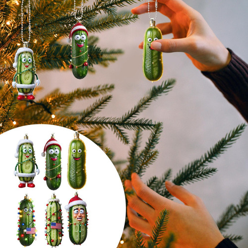Adornos Navideños 2024 Pickle Adorno Lucky Pickle 6x Juego T