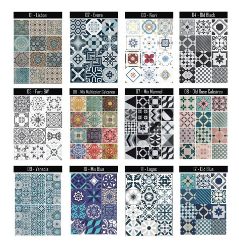 Mosaico Azulejo Vinilo Adhesivo 20x20 Cm Pack 12 Un Color Seleccionar Diseño