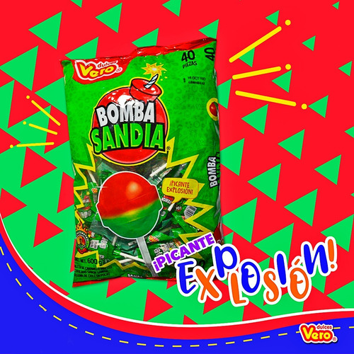 Paleta Bomba Sandia Rellena De Chile Vero 40pz Con 600g