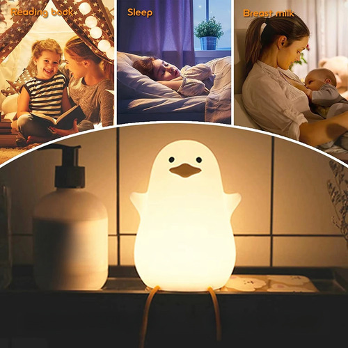 Luz Nocturna Infantil De Silicona Con Forma De Pato