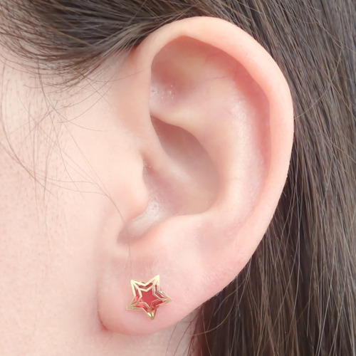 Amor Eterno - Broqueles Estrella Tecno / Aretes / Oro 10k